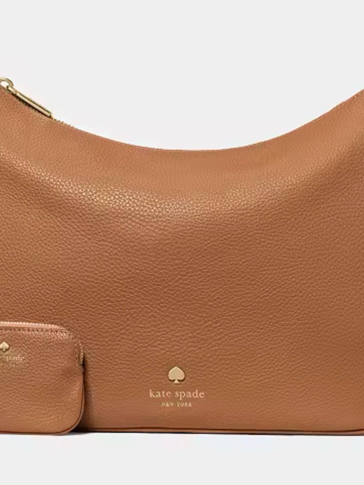 Nwt Kate Spade Emma Large Tan Pebbled Leather Crossbody Bag With Coin Pouch